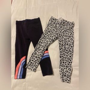 Tea collection navy rainbow legging, grey and black leopard print legging, 12-18